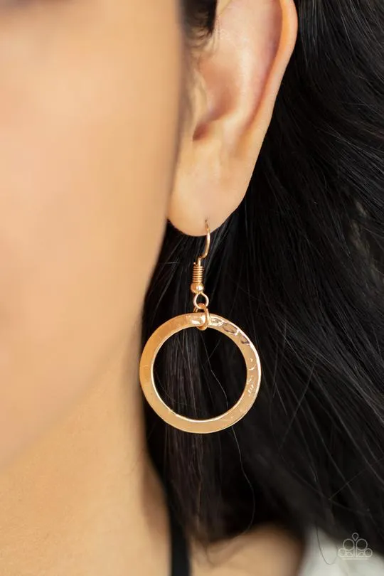 "Spiraling Out of Couture" Black Leather Corded Gold Metal Multi Circle Necklace