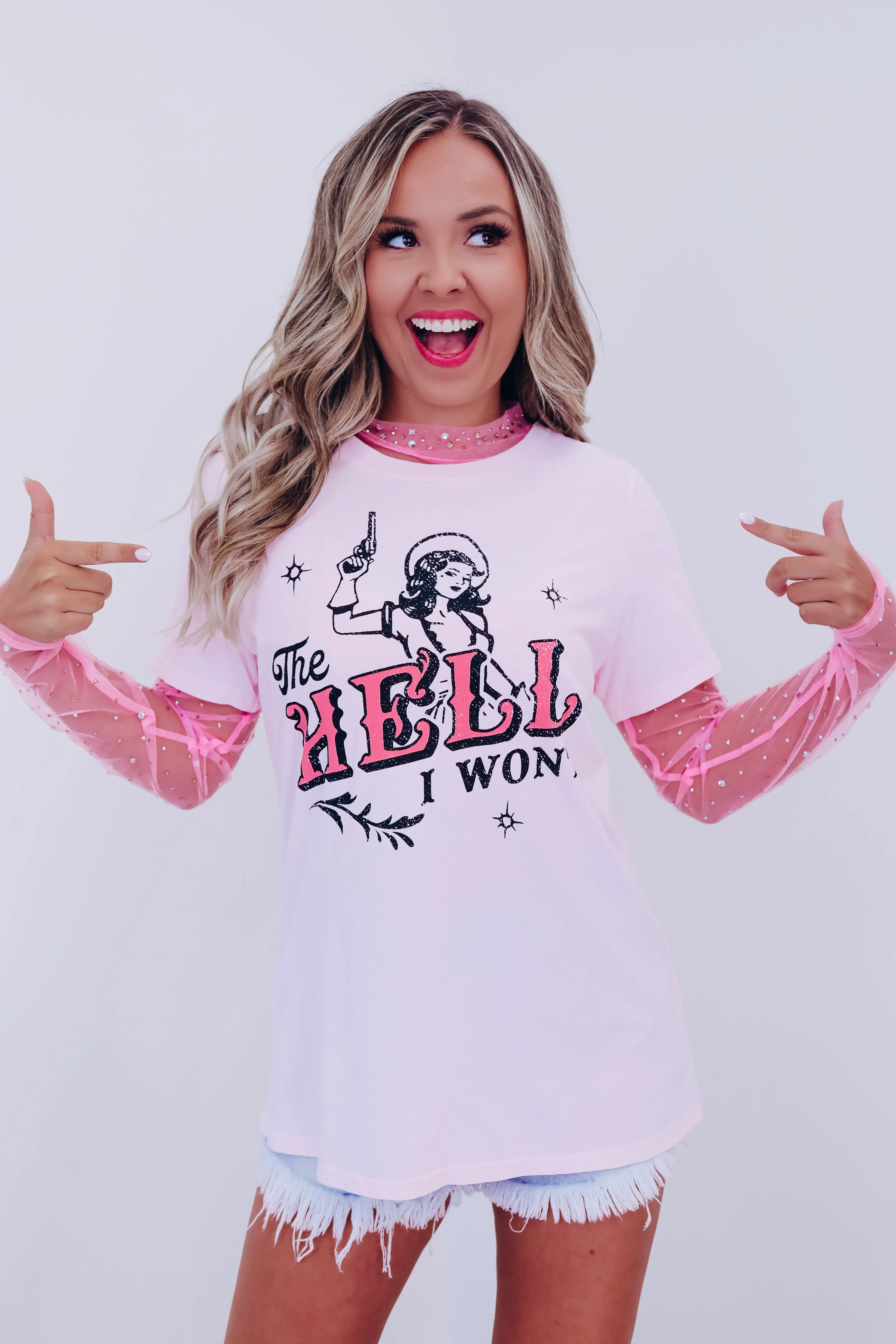 "The Hell I Won't" Graphic T-Shirt - Light Pink