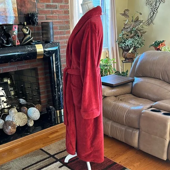 Restoration Hardware Women’s Luxurious Burnt Orange Red Plush Belted Bathrobe M