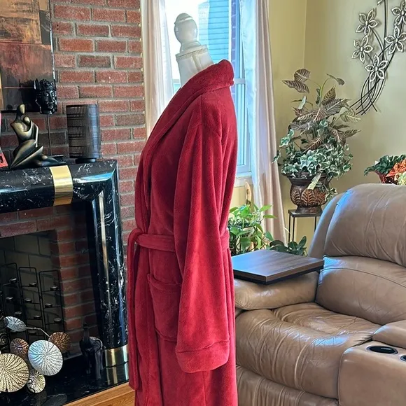 Restoration Hardware Women’s Luxurious Burnt Orange Red Plush Belted Bathrobe M