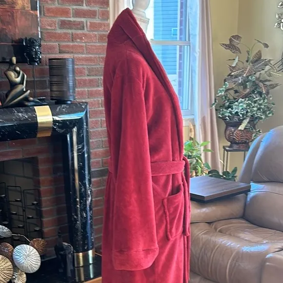 Restoration Hardware Women’s Luxurious Burnt Orange Red Plush Belted Bathrobe M