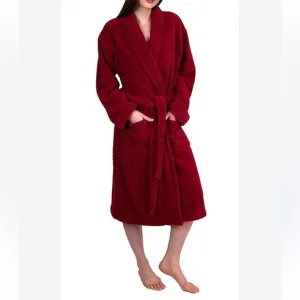 Restoration Hardware Women’s Luxurious Burnt Orange Red Plush Belted Bathrobe M