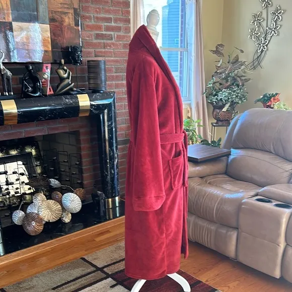 Restoration Hardware Women’s Luxurious Burnt Orange Red Plush Belted Bathrobe M