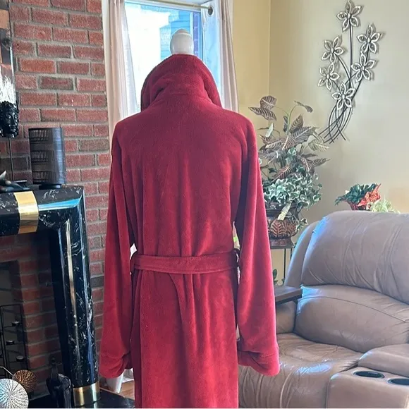 Restoration Hardware Women’s Luxurious Burnt Orange Red Plush Belted Bathrobe M
