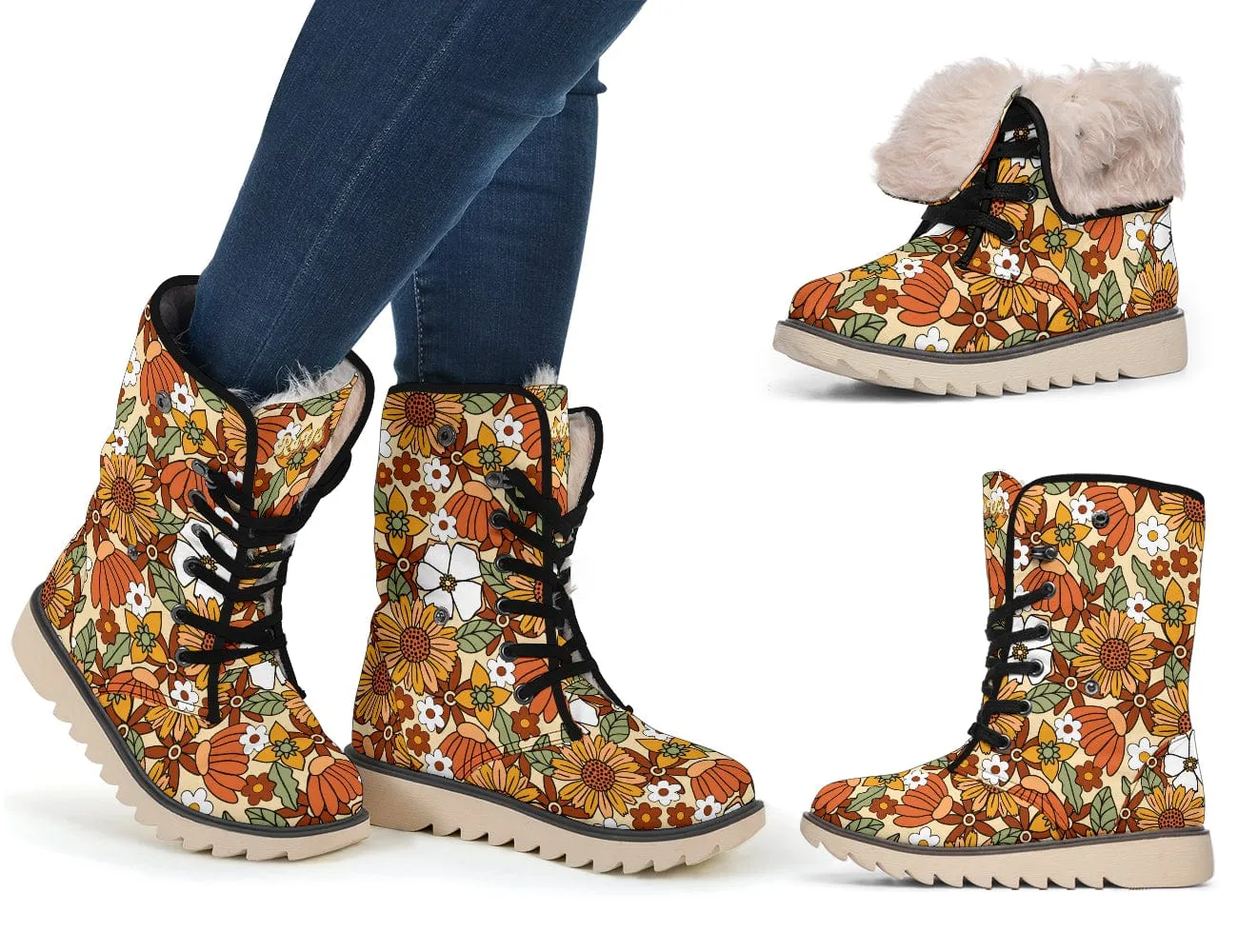 Rustic Blooms Suede Snow Boots