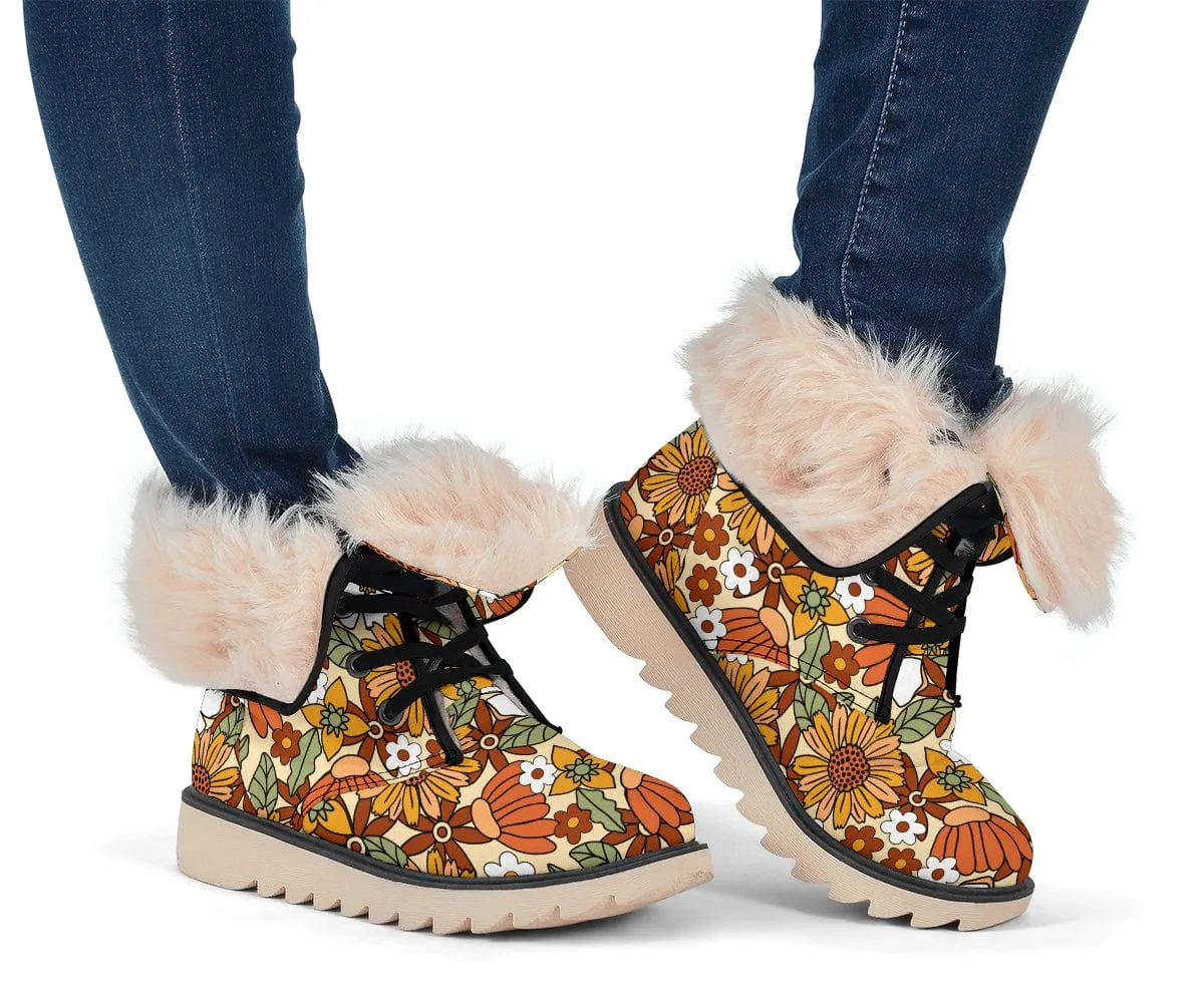 Rustic Blooms Suede Snow Boots