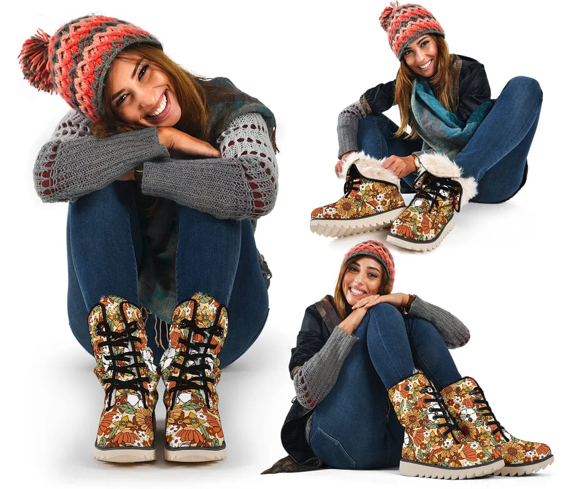 Rustic Blooms Suede Snow Boots