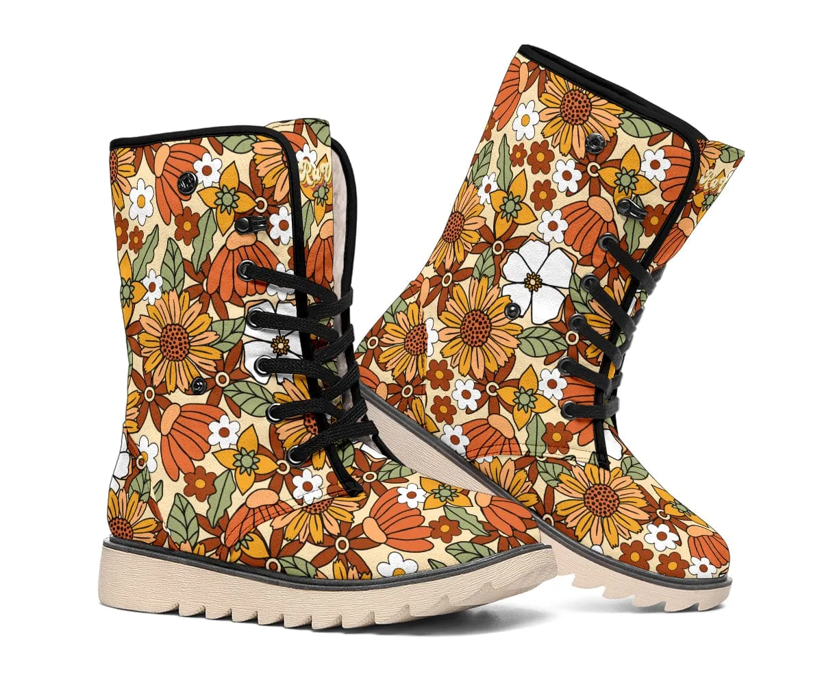 Rustic Blooms Suede Snow Boots