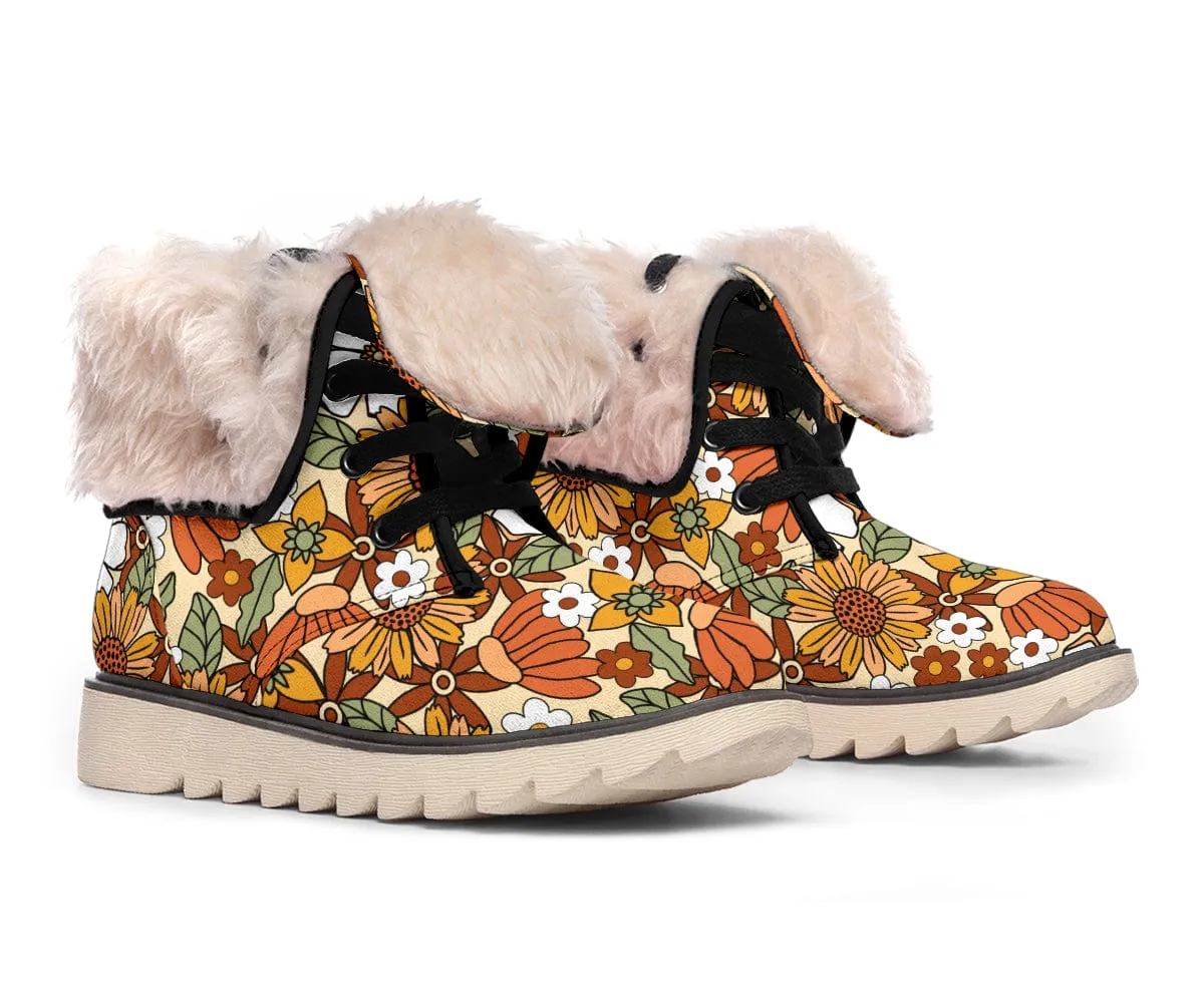 Rustic Blooms Suede Snow Boots