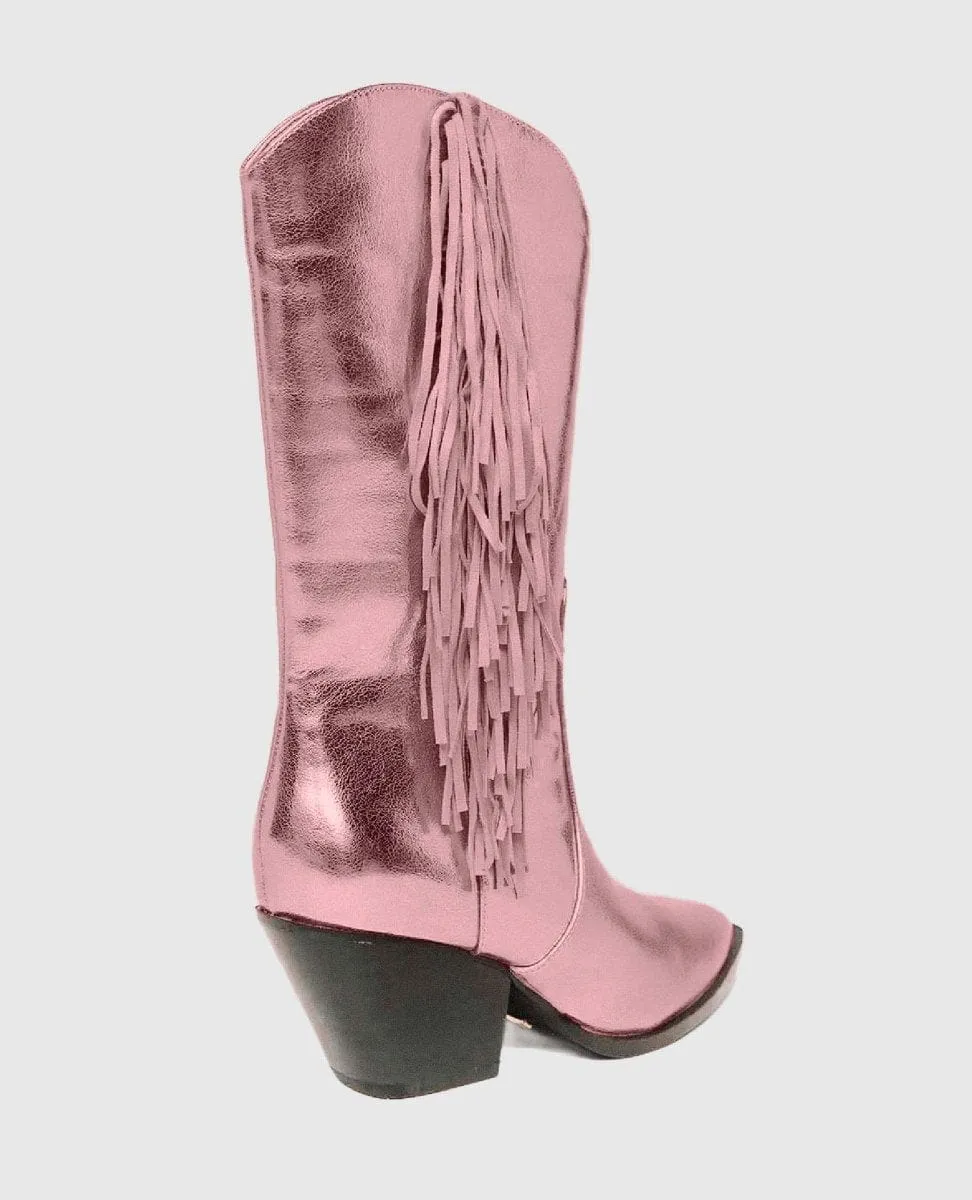 Shania Pink Fringe Boot