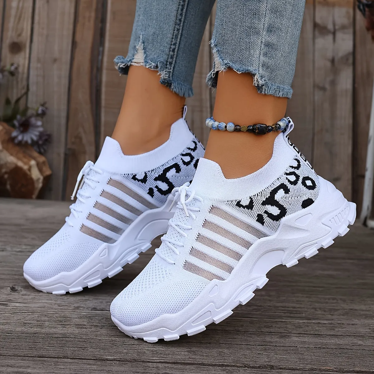 Sienna - Leopard Print Lace-Up Sneakers