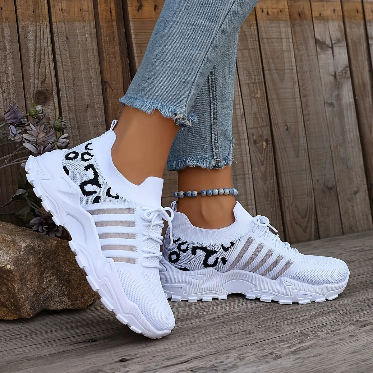 Sienna - Leopard Print Lace-Up Sneakers