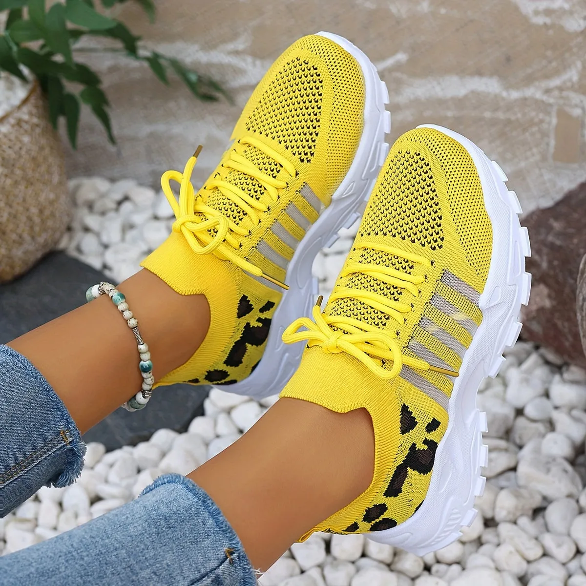 Sienna - Leopard Print Lace-Up Sneakers