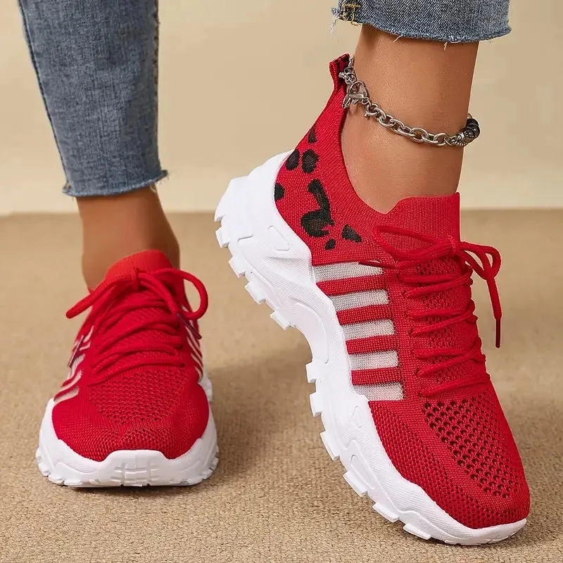 Sienna - Leopard Print Lace-Up Sneakers
