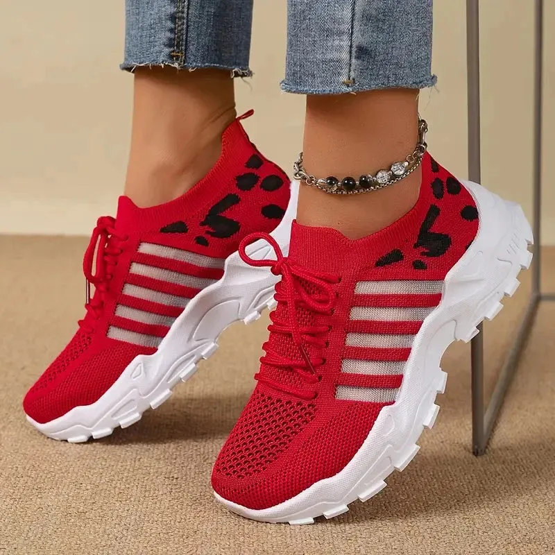 Sienna - Leopard Print Lace-Up Sneakers
