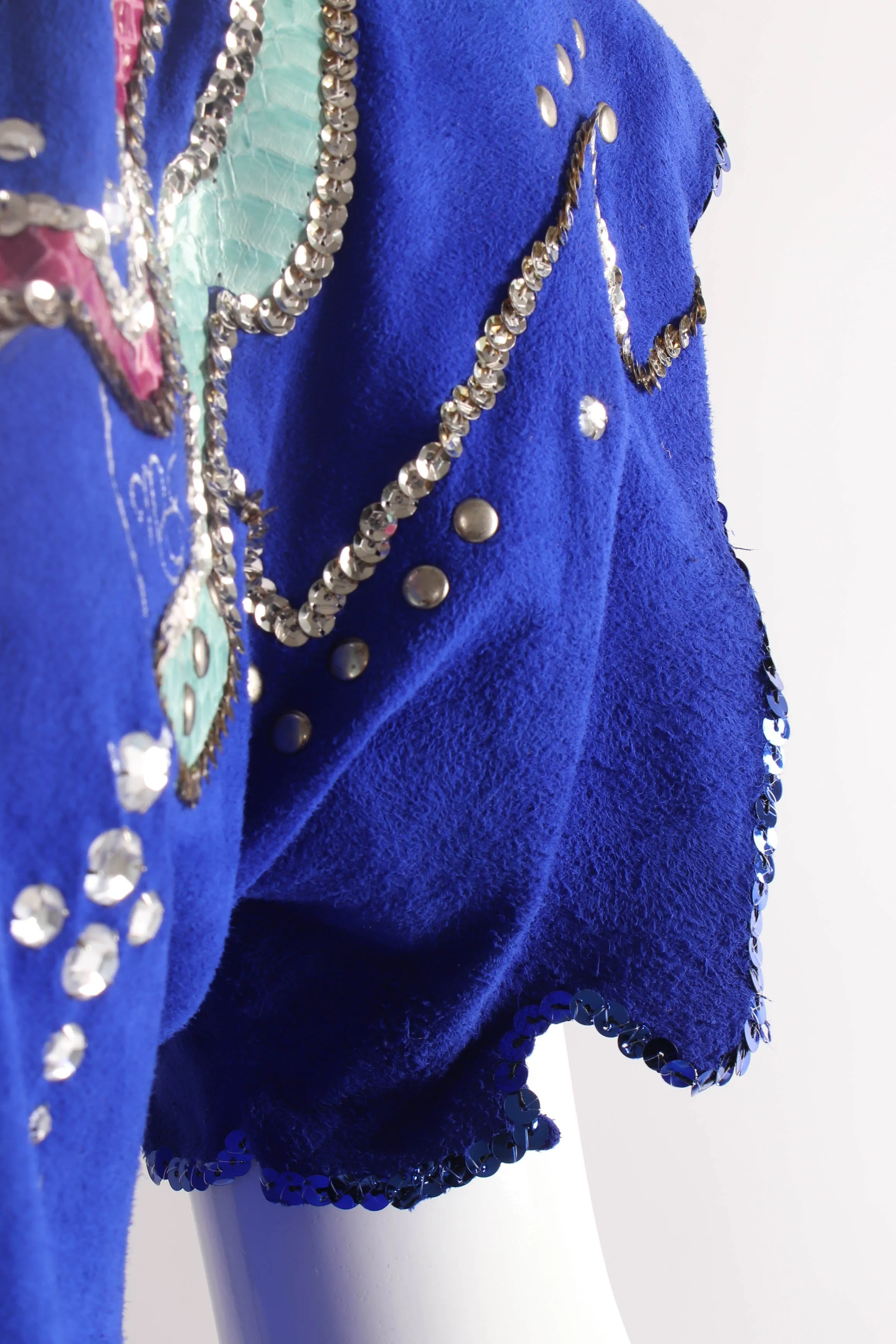 Signed Goddess Print Suede Dress