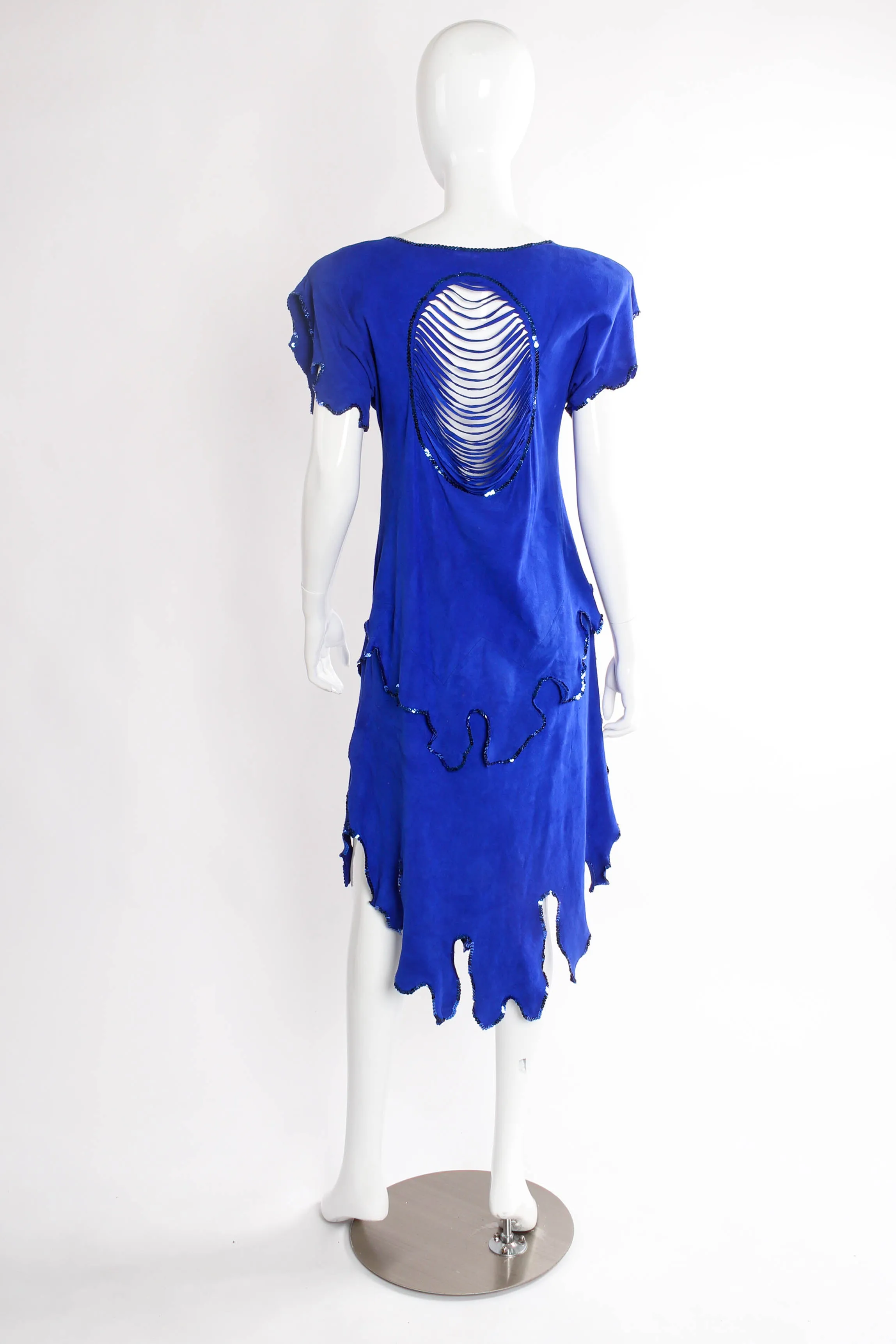 Signed Goddess Print Suede Dress