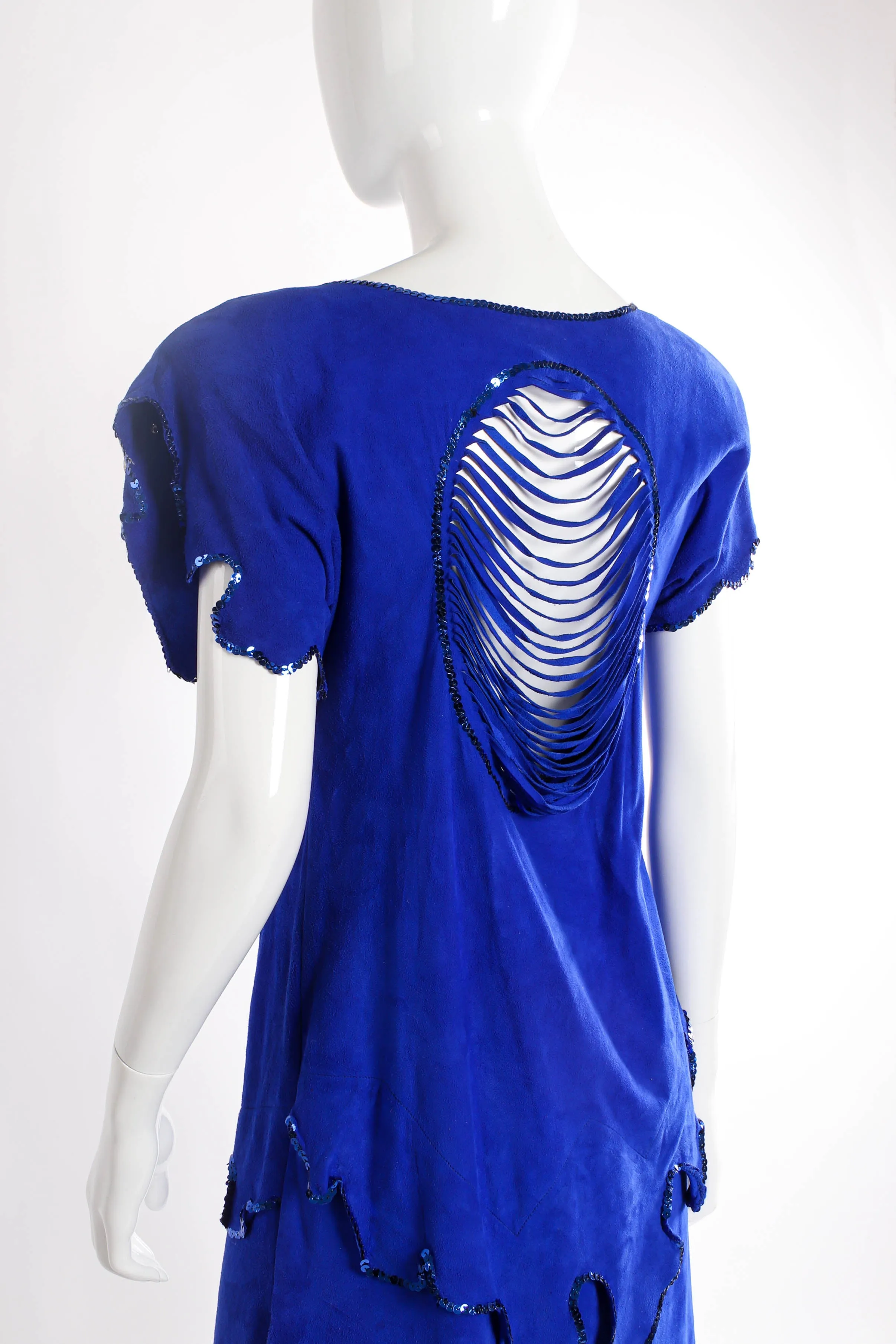 Signed Goddess Print Suede Dress