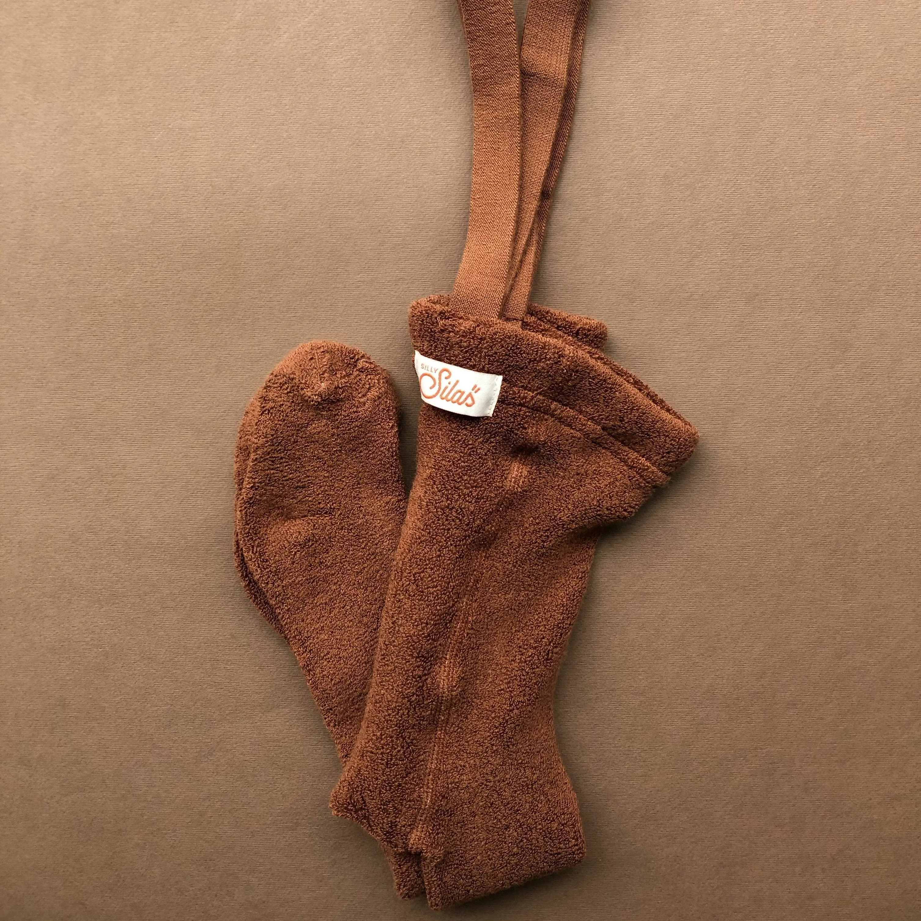 Silly Silas Unisex Teddy Warmy Footed Tights with Braces (Cinnamon)