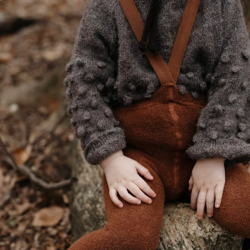 Silly Silas Unisex Teddy Warmy Footed Tights with Braces (Cinnamon)