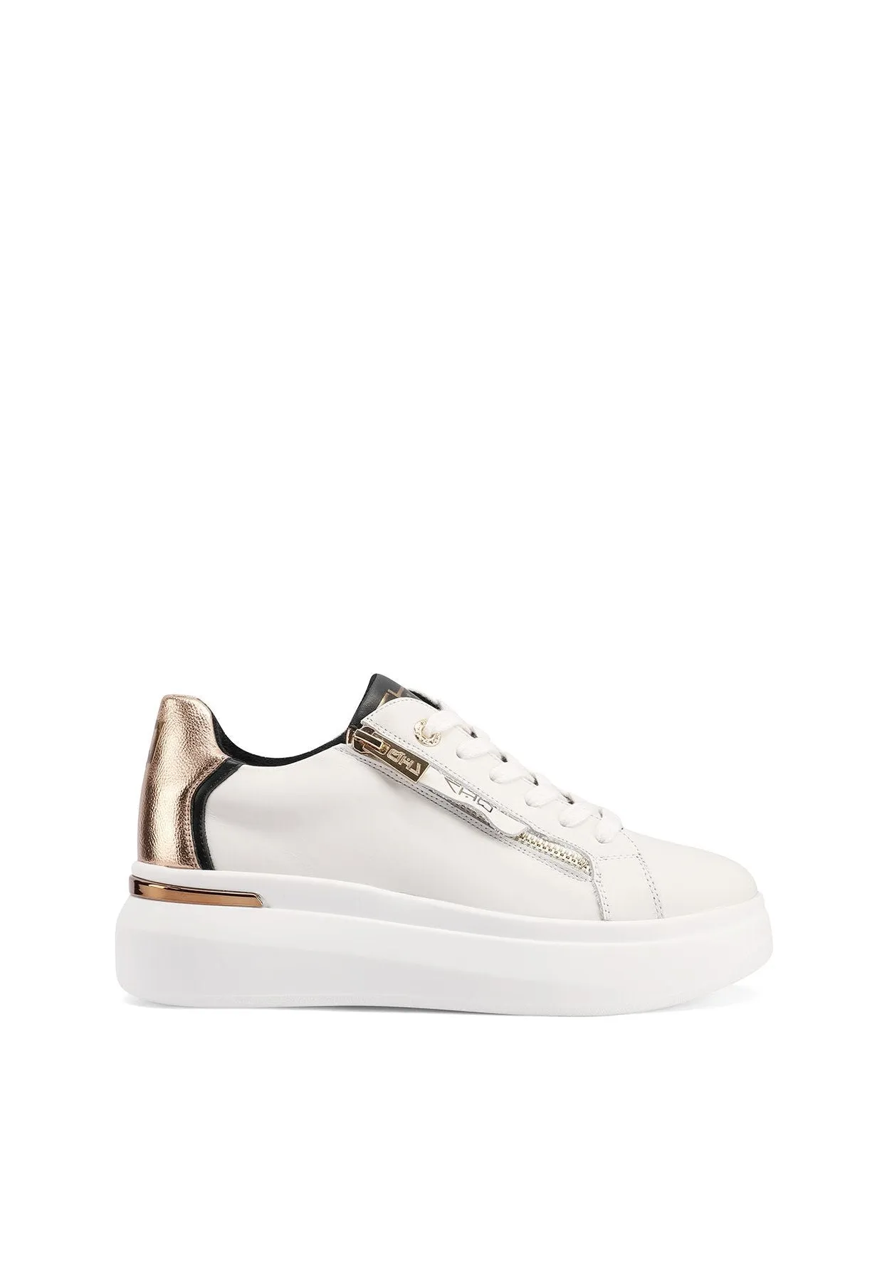 Sneakers in vera pelle con suola alta QH8004