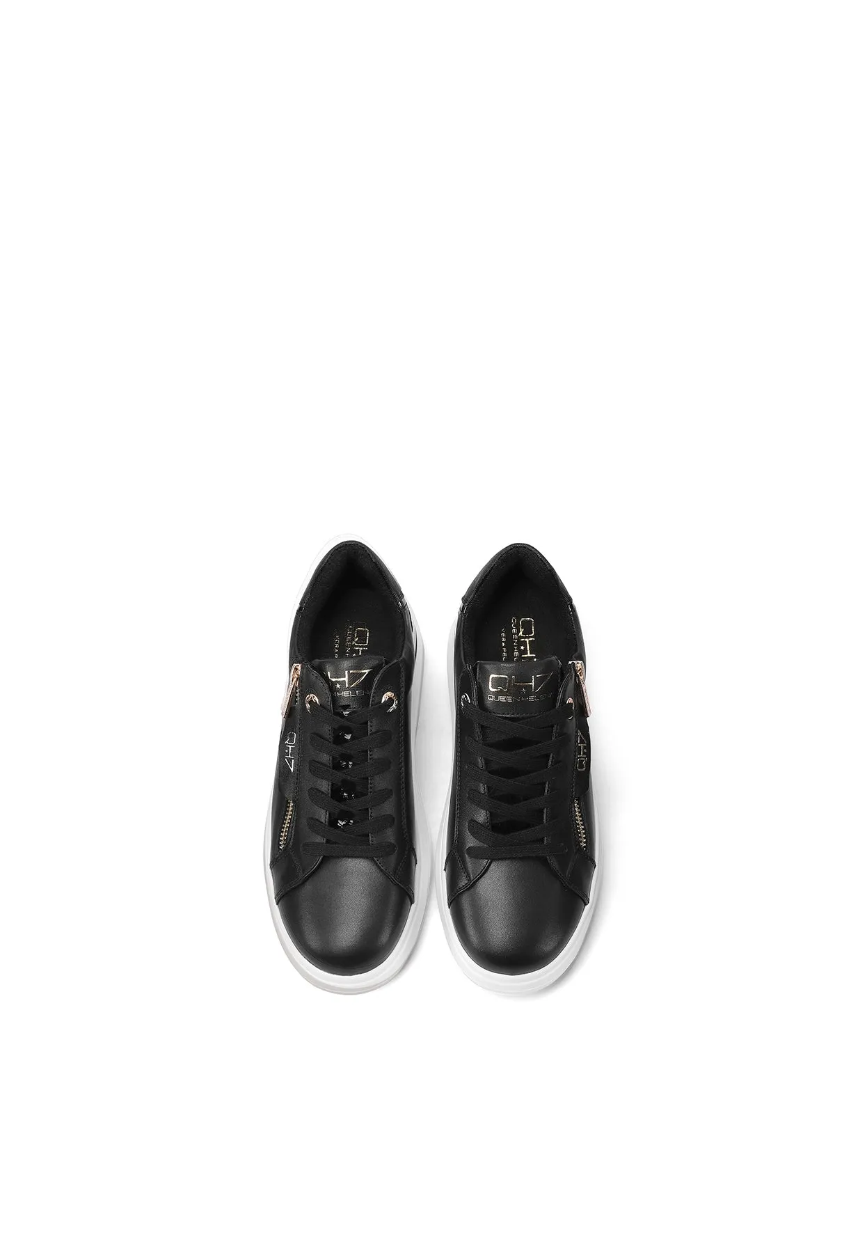 Sneakers in vera pelle con suola alta QH8004