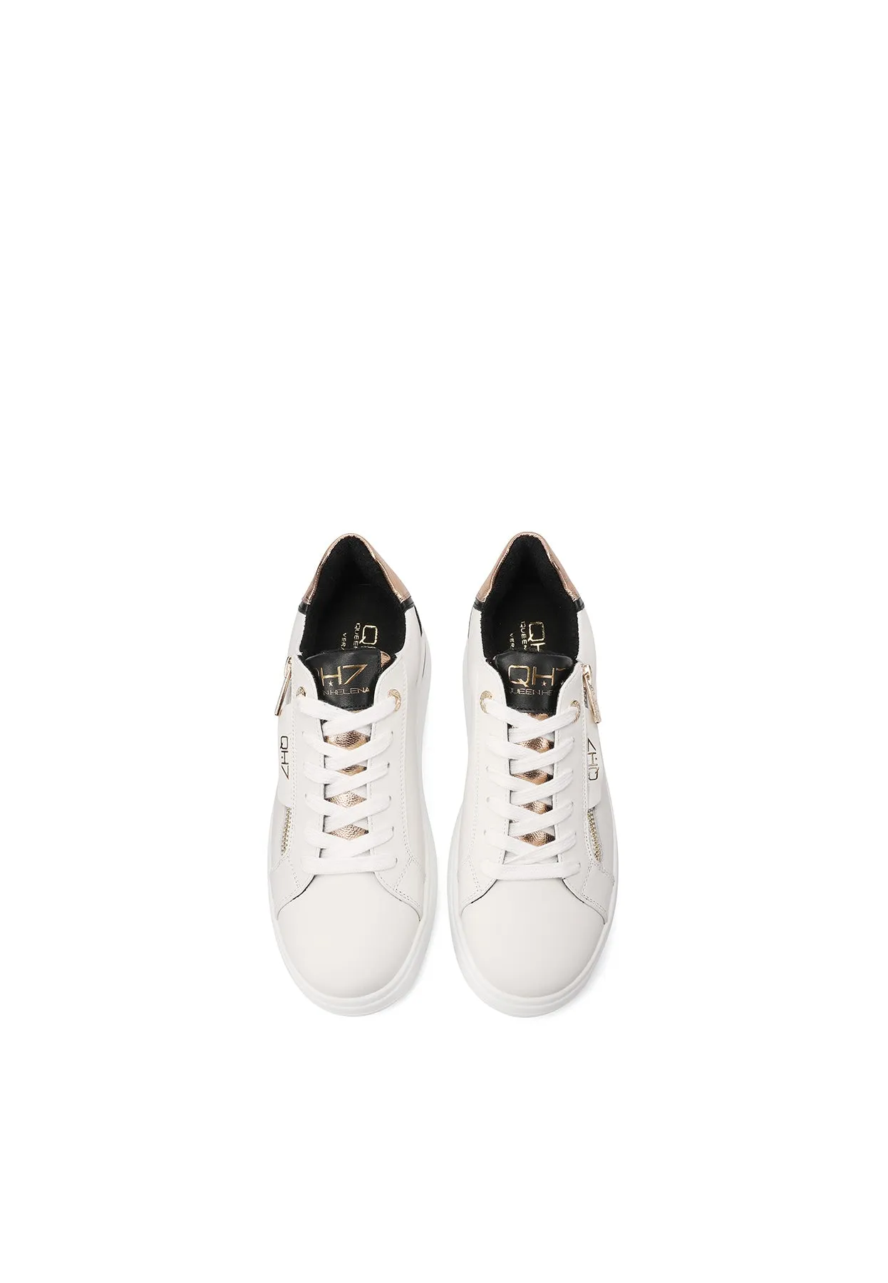 Sneakers in vera pelle con suola alta QH8004