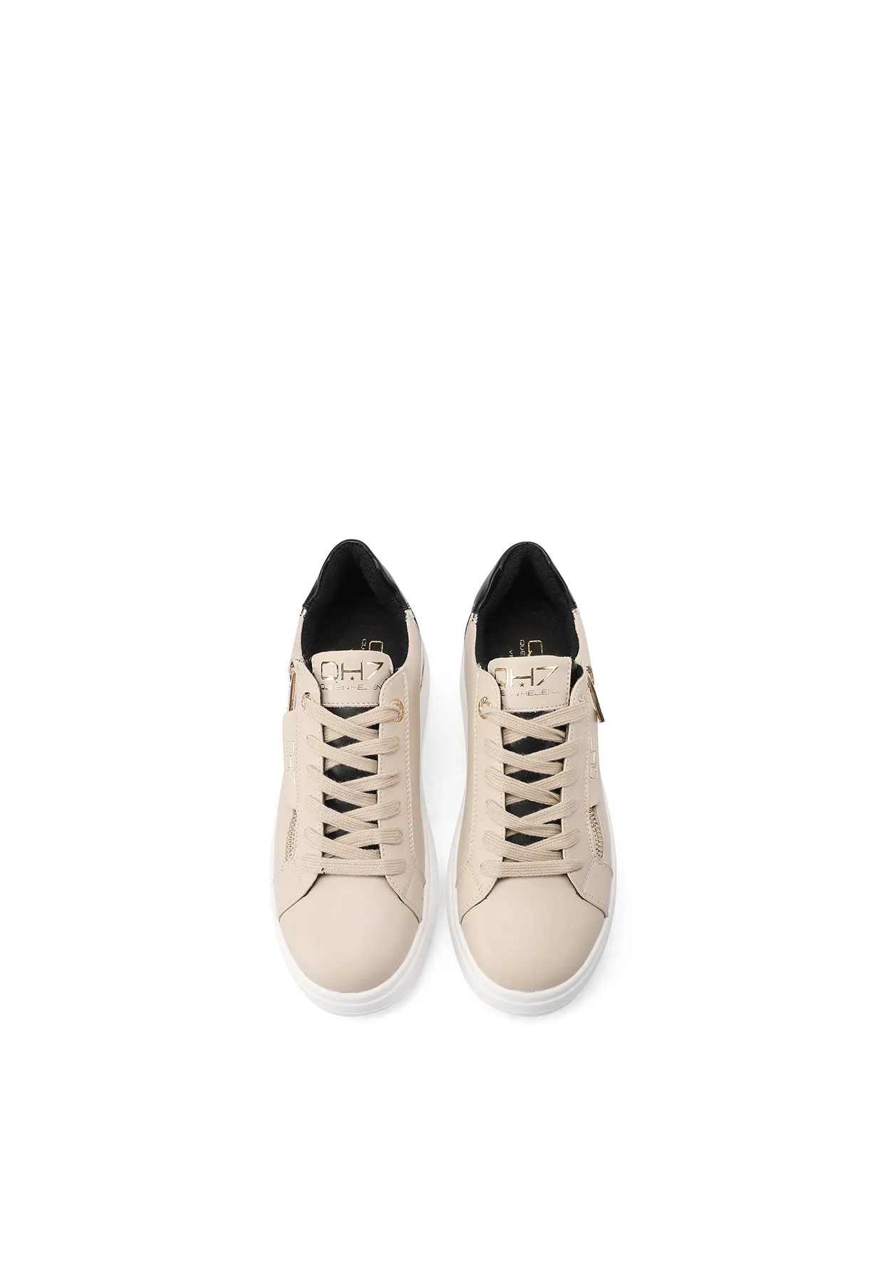Sneakers in vera pelle con suola alta QH8004