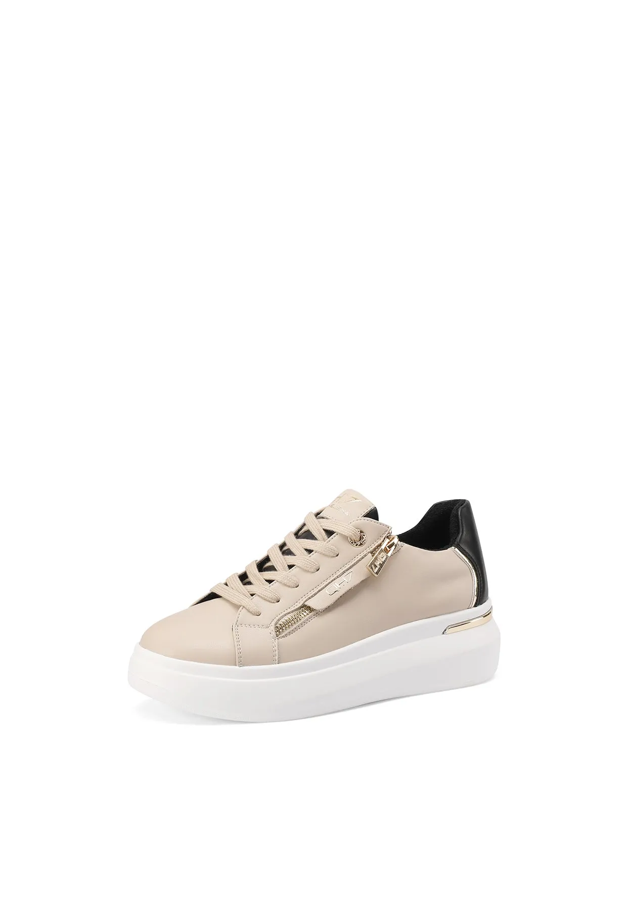 Sneakers in vera pelle con suola alta QH8004