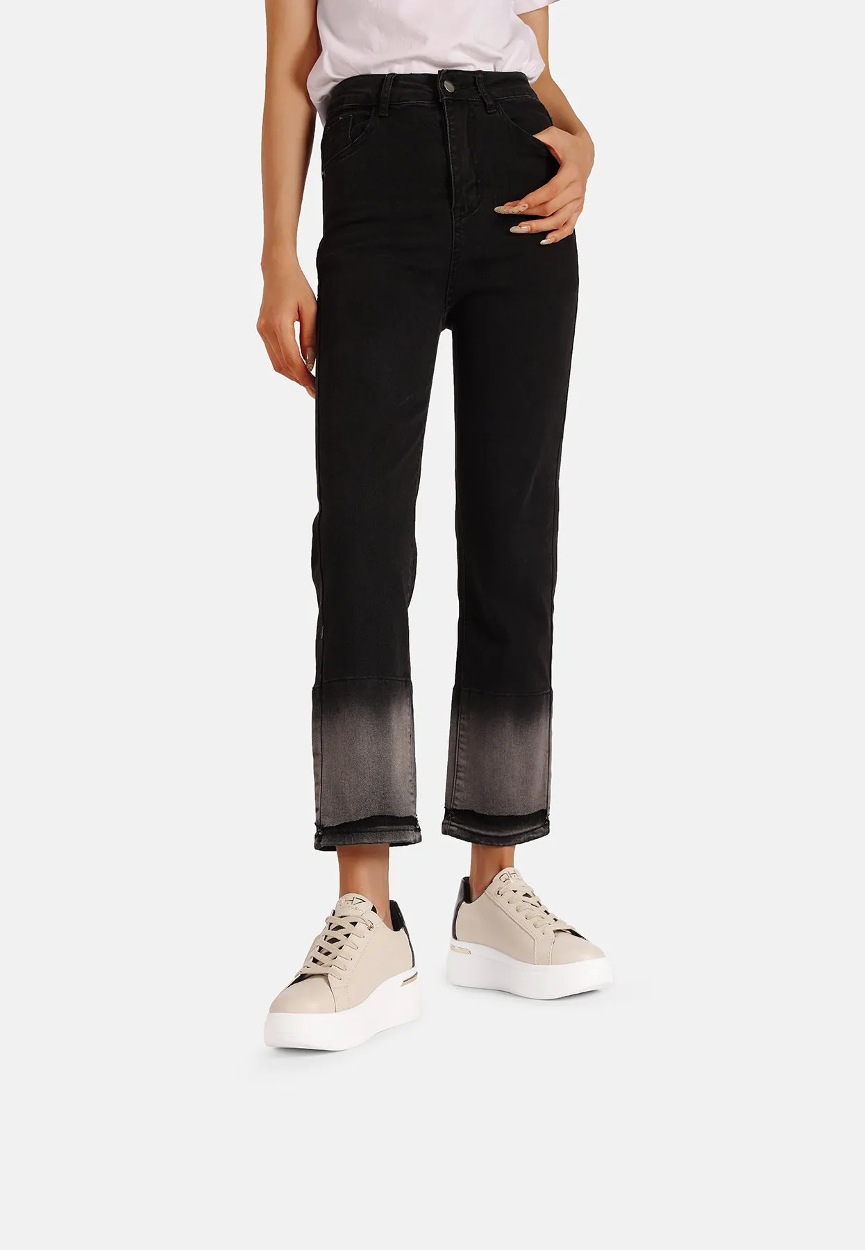 Sneakers in vera pelle con suola alta QH8004