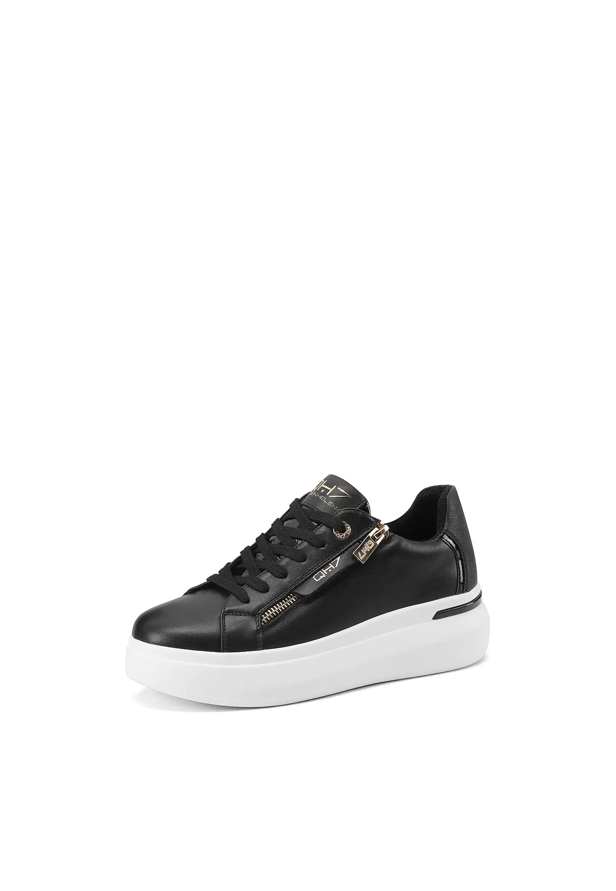 Sneakers in vera pelle con suola alta QH8004