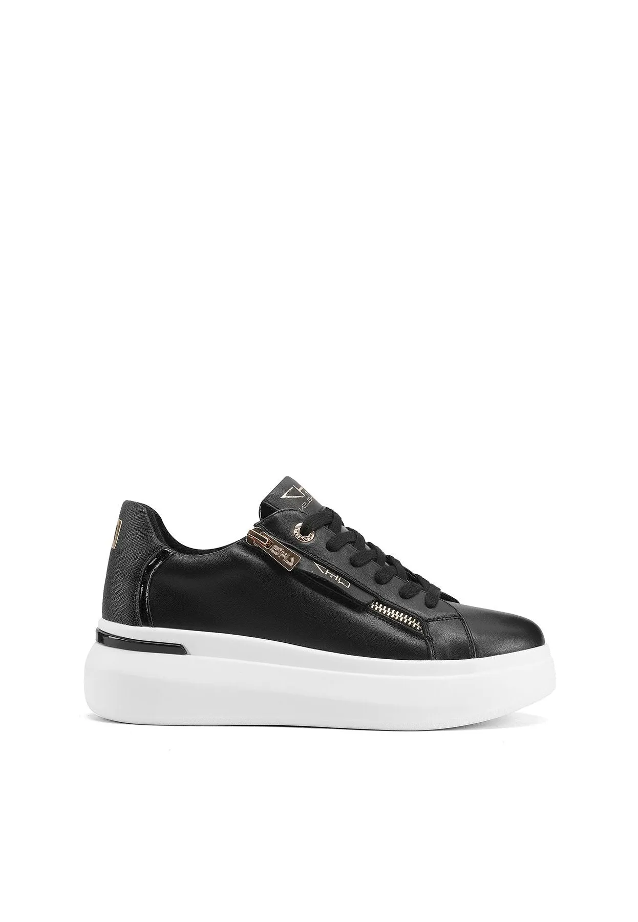 Sneakers in vera pelle con suola alta QH8004