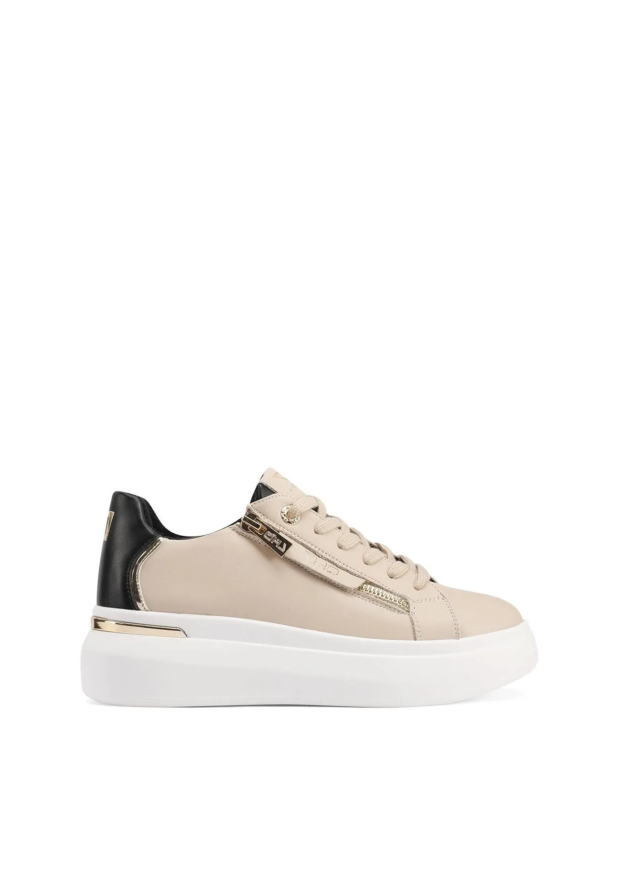 Sneakers in vera pelle con suola alta QH8004