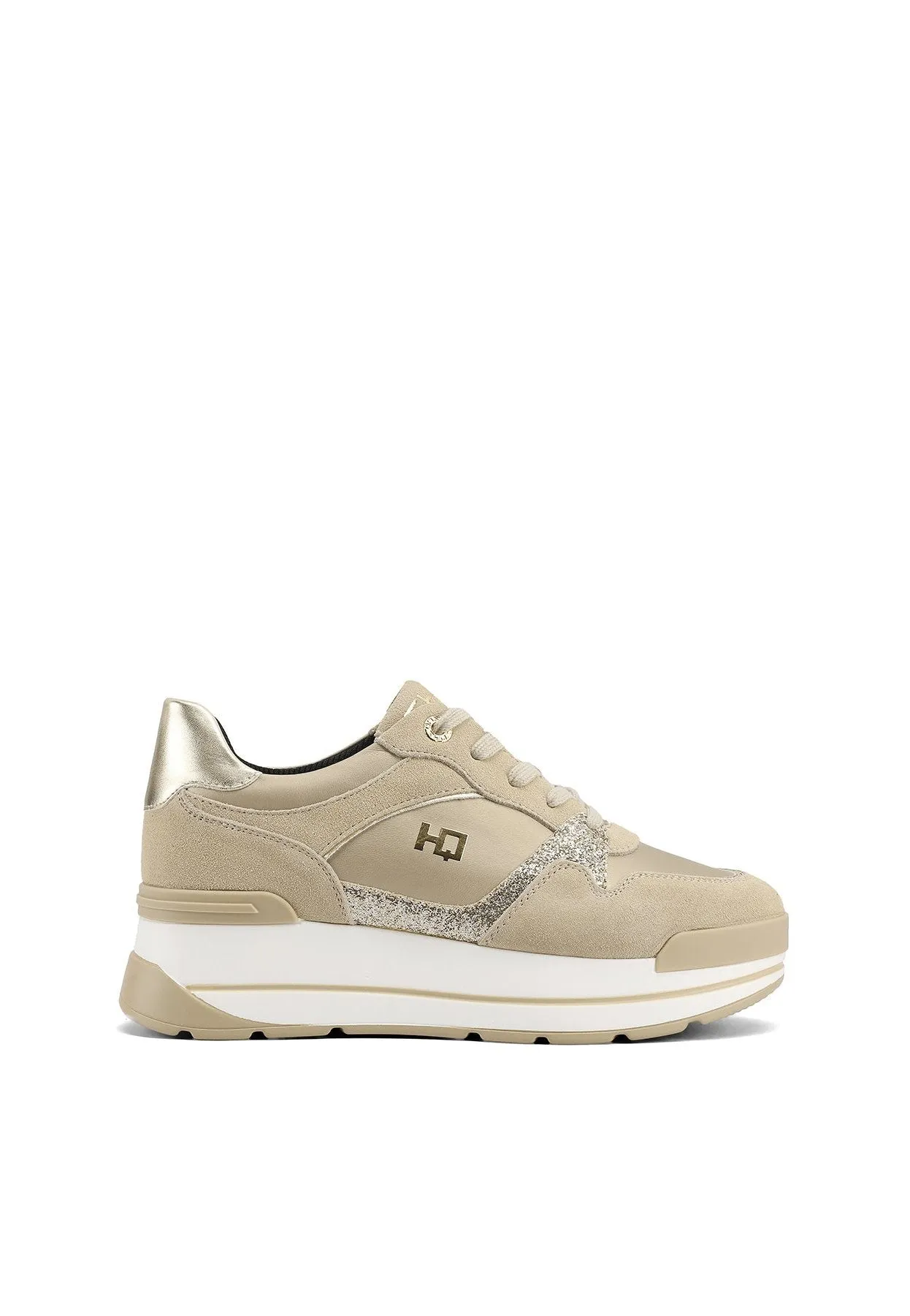 Sneakers in vera pelle con suola alta QH8005