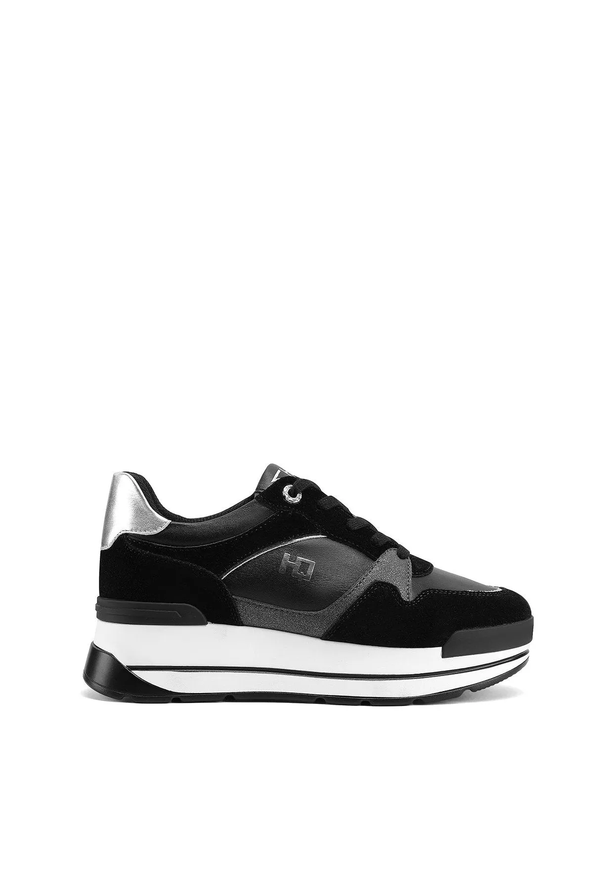 Sneakers in vera pelle con suola alta QH8005
