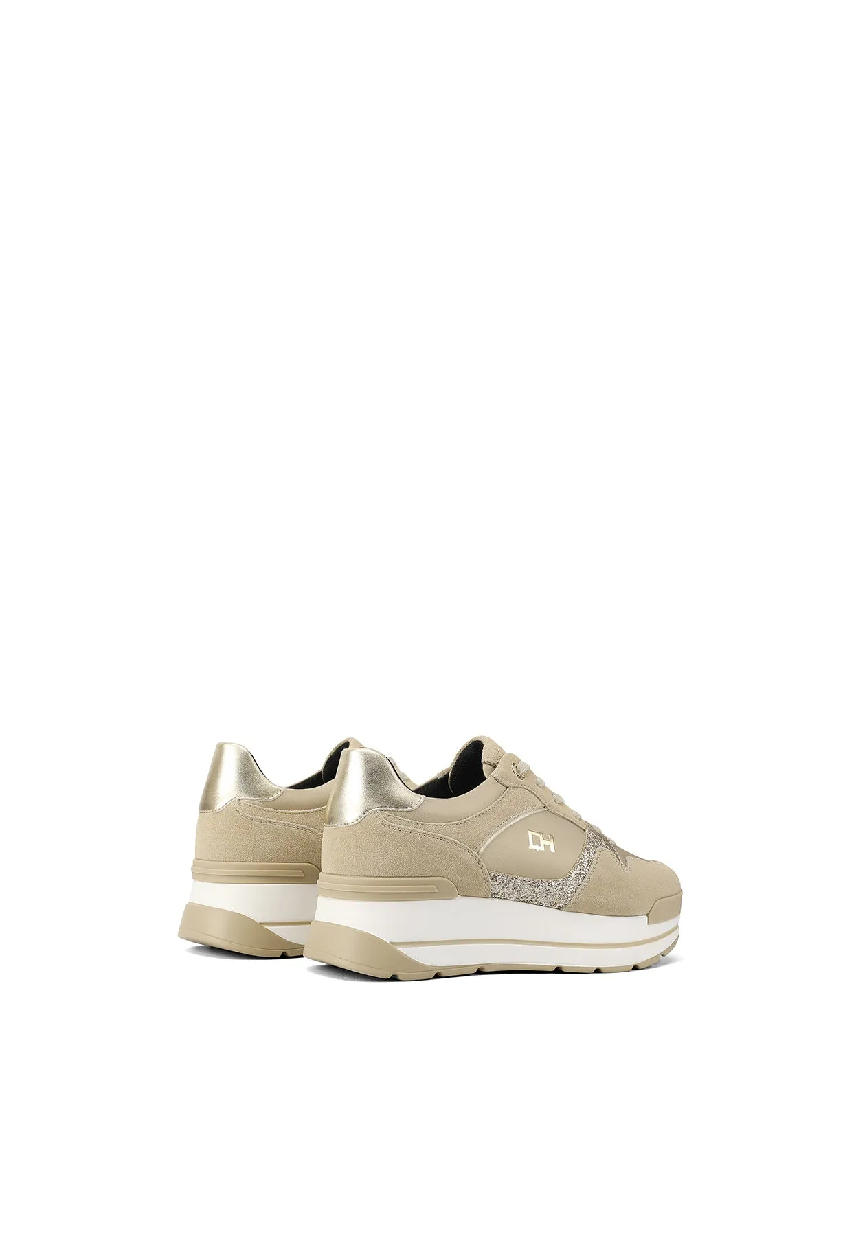 Sneakers in vera pelle con suola alta QH8005