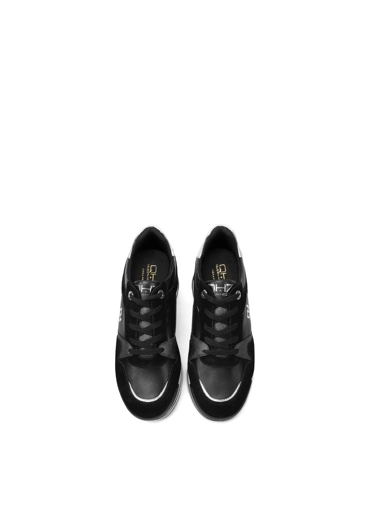 Sneakers in vera pelle con suola alta QH8005