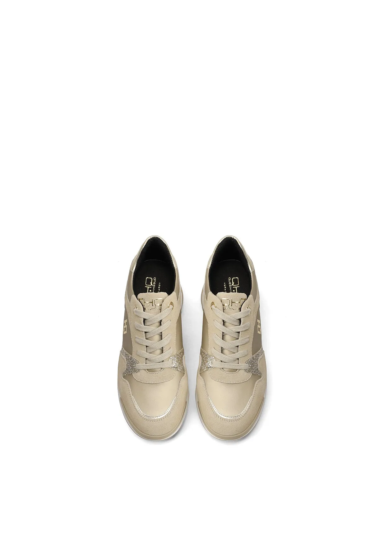 Sneakers in vera pelle con suola alta QH8005