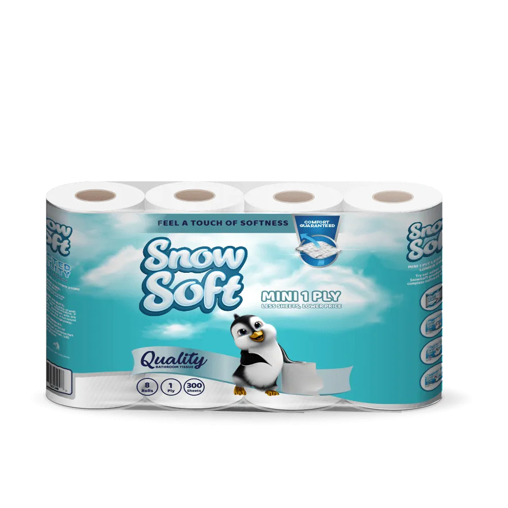 Snow Soft 1 Ply Mini Toilet Paper 300 Sheets 8 Pack 1-017