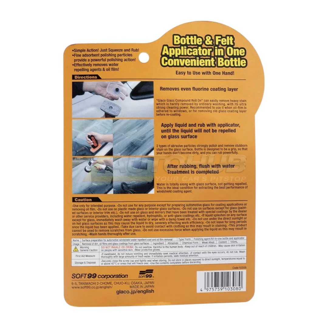Soft99 Glaco Glass Compound Roll On 100ml
