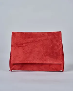 strappy foldover - red suede