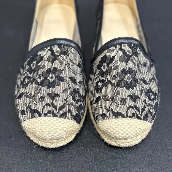 ⭐️Stuart Weitzman Meshuga Black Lace Espadrille Flats