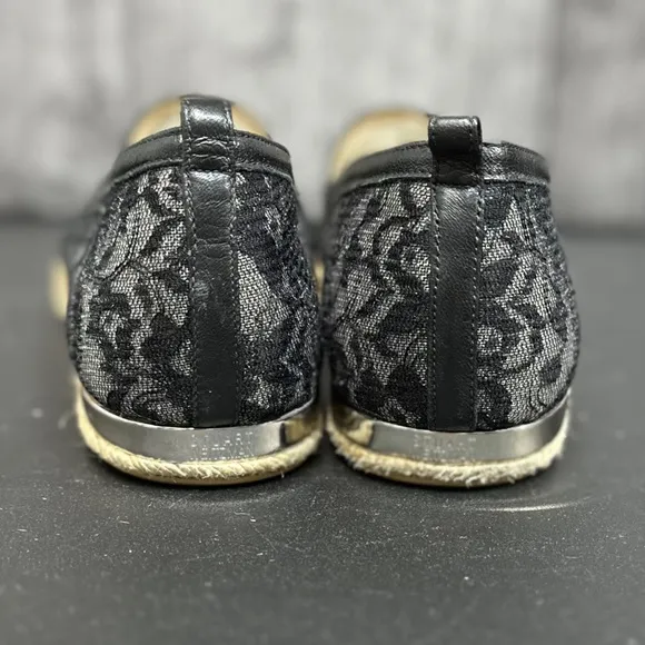 ⭐️Stuart Weitzman Meshuga Black Lace Espadrille Flats