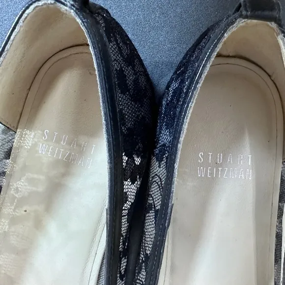 ⭐️Stuart Weitzman Meshuga Black Lace Espadrille Flats