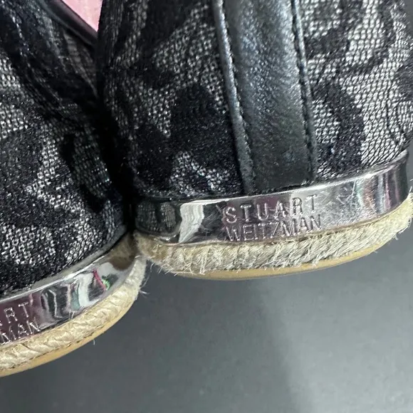 ⭐️Stuart Weitzman Meshuga Black Lace Espadrille Flats