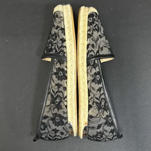 ⭐️Stuart Weitzman Meshuga Black Lace Espadrille Flats