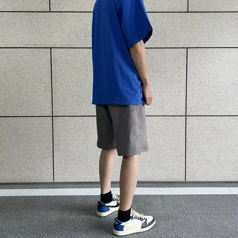 Suede Drawstring Sport Shorts