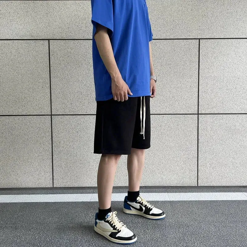 Suede Drawstring Sport Shorts