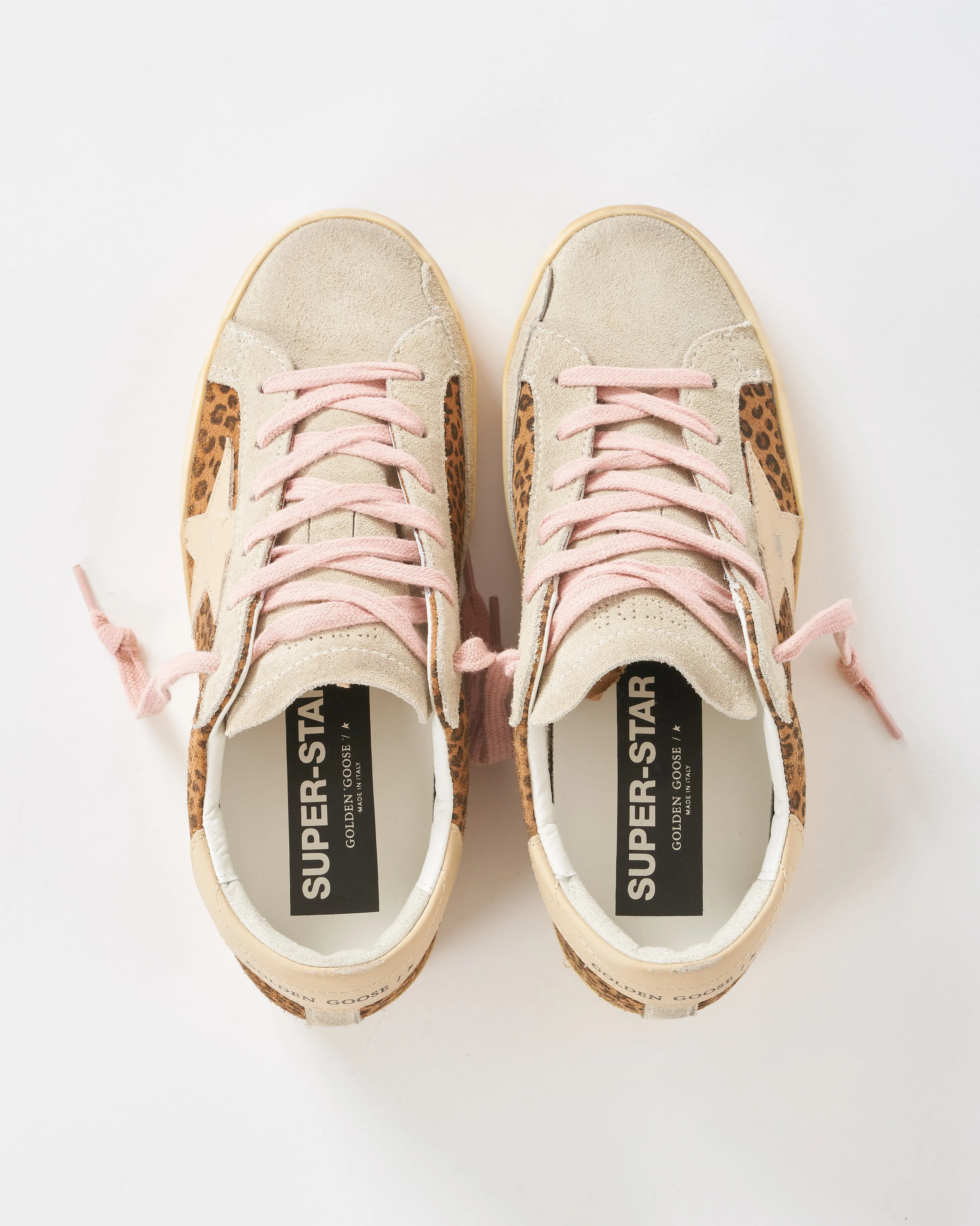 super-star leopard print suede with leather star - leopard/ivory/warm sand