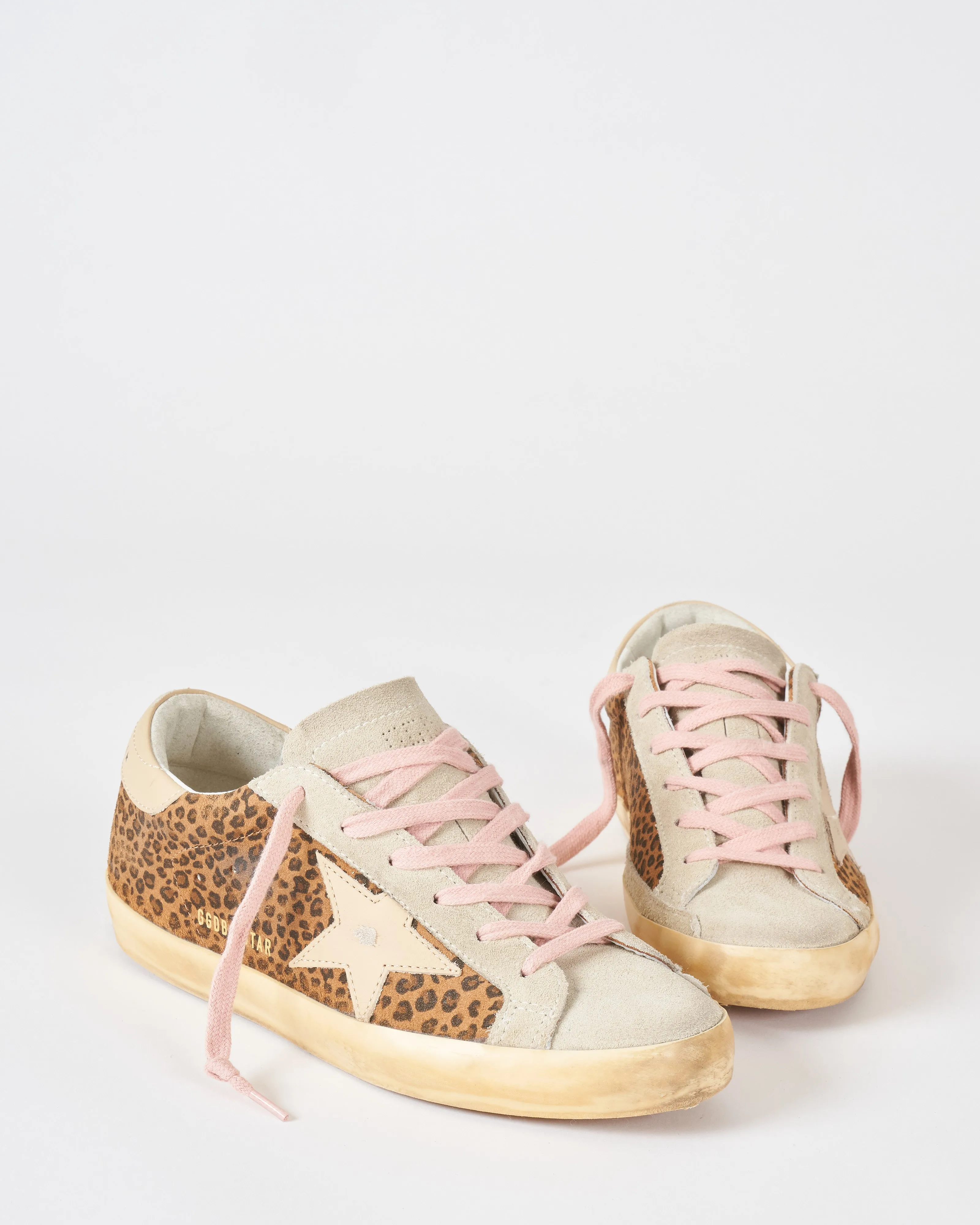 super-star leopard print suede with leather star - leopard/ivory/warm sand